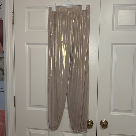 Urban Renewal Parties Remnants Luella Shimmer Toggle Pant Sz M in Beige - Picture 6 of 8